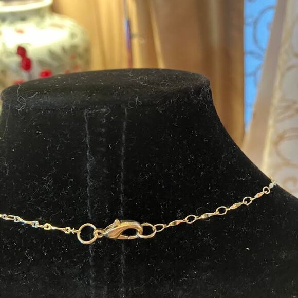 Handcrafted Gold-Tone Necklace "Gilded Cage-Balloon" w/Ruby-Red Beads 24"/26" - Picture 7 of 8